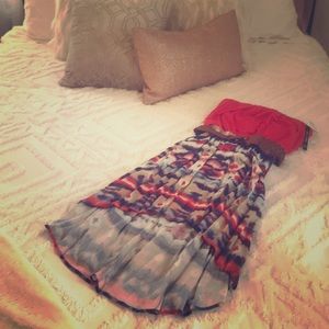 Aztec strapless high low dress